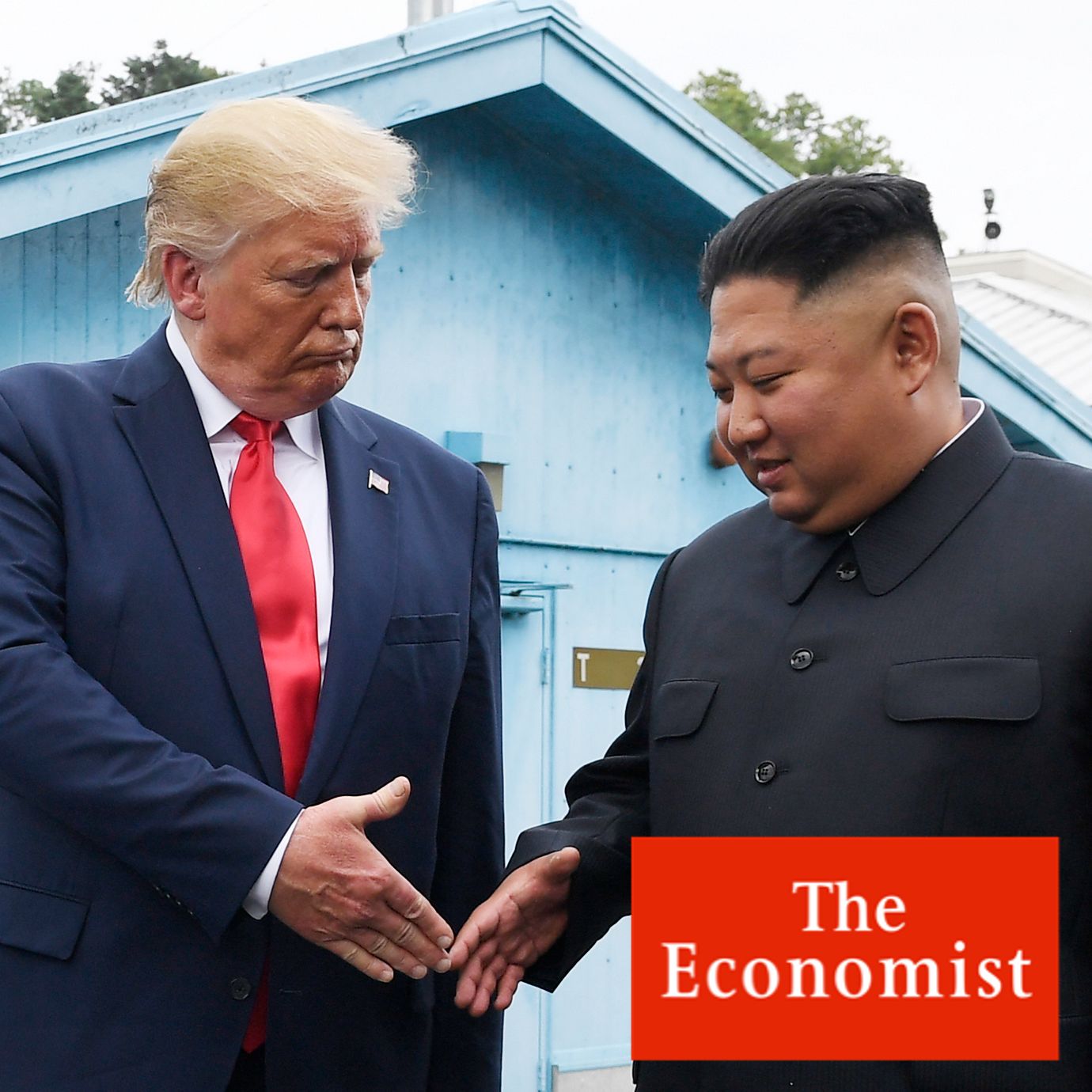 North Korean leader Kim Jong Un, right, and U.S. President Donald Trump shake hands at the border village of Panmunjom in the Demilitarized Zone on June 30, 2019.