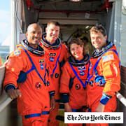 NASA of Artemis II crewmates, from left: Victor Glover, who will be the first Black person to travel around the moon; Jeremy Hansen, mission specialist; Christina Koch, mission specialist; and Reid Wiseman, commander.