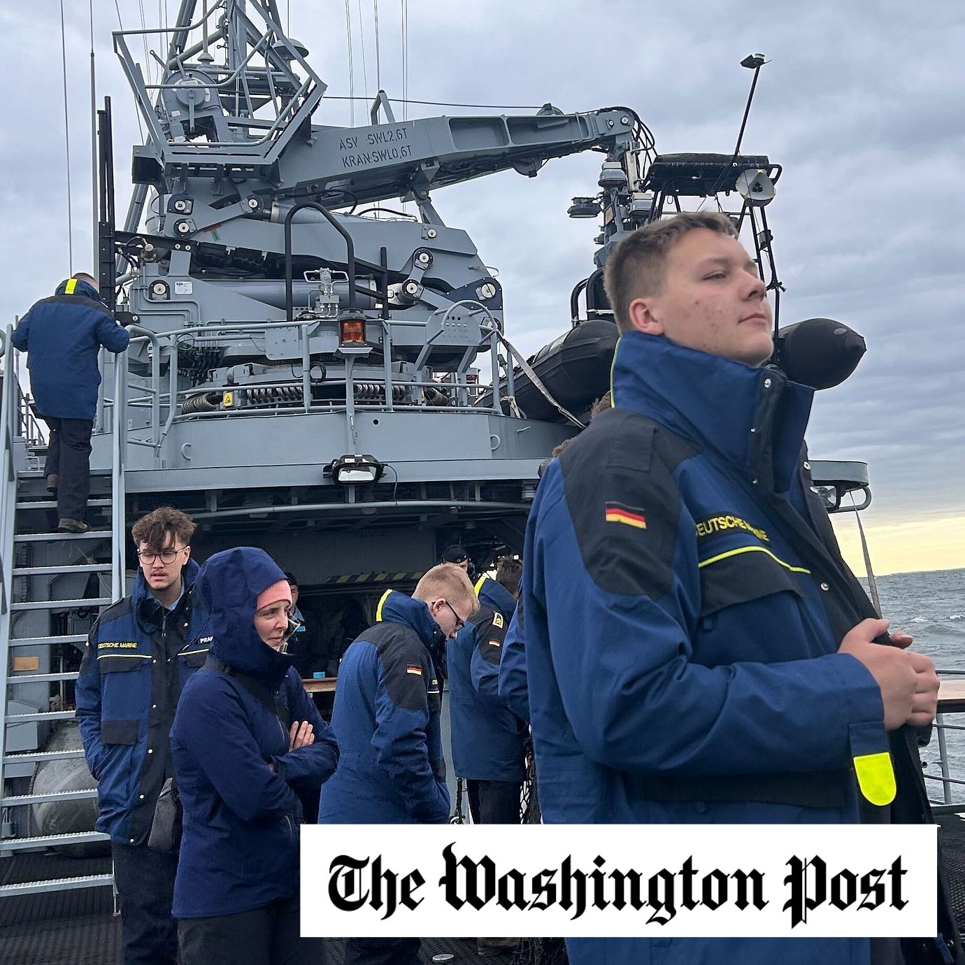 A dozen German teenagers spent the day aboard FGS Pegnitz as part of a taster week with the German marines in Kiel, Germany.