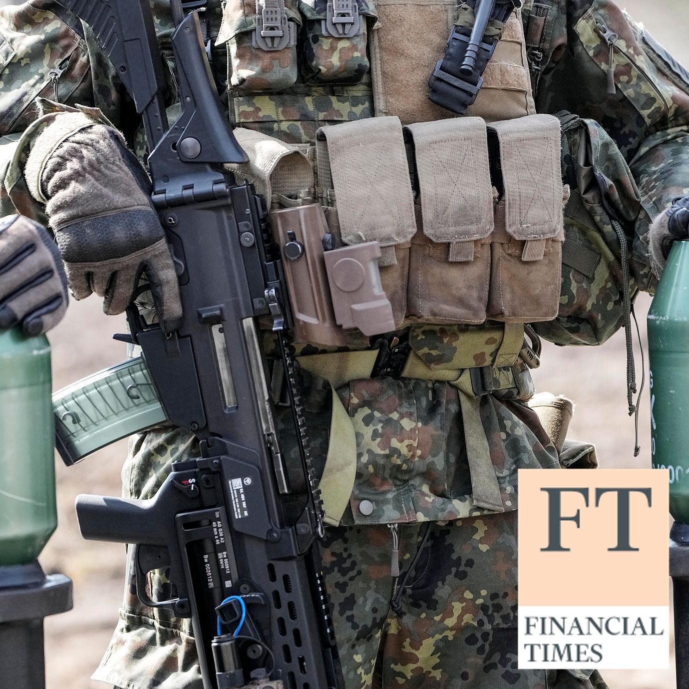 German soldiers stand with guns and bazookas at the army base Field Marshal Rommel Barracks in Augustdorf, Germany, Wednesday, March 30, 2022.