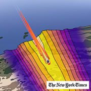 An artist’s rendering of the re-entry of Shenzhou-15 over California in April 2024.