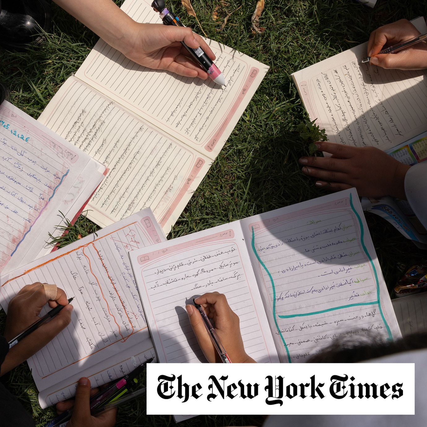 Fifth graders working on a school assignment this year.