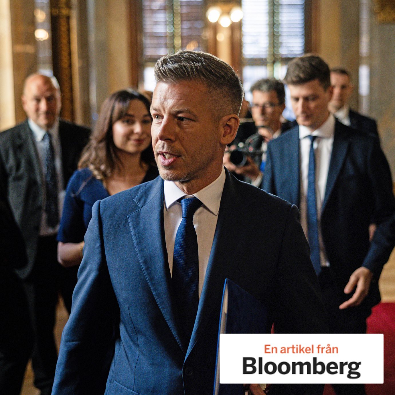 Peter Magyar, Hungary's prime minister, arrives at parliament in Budapest on May 9.