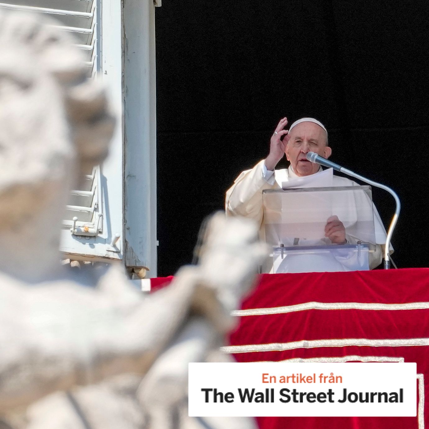 Pope Francis delivers his blessing from the window of his studio overlooking St.Peter's Square, at the Vatican, 2022.
