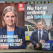 Arkivbild. Valaffischer från Socialdemokraterna och Moderaterna inför valet 2022.