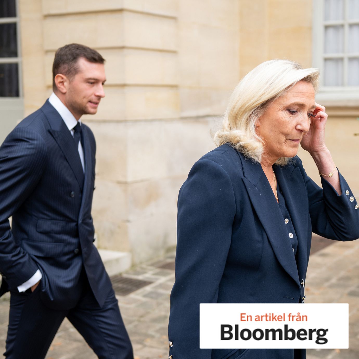 Jordan Bardella and Marine Le Pen.