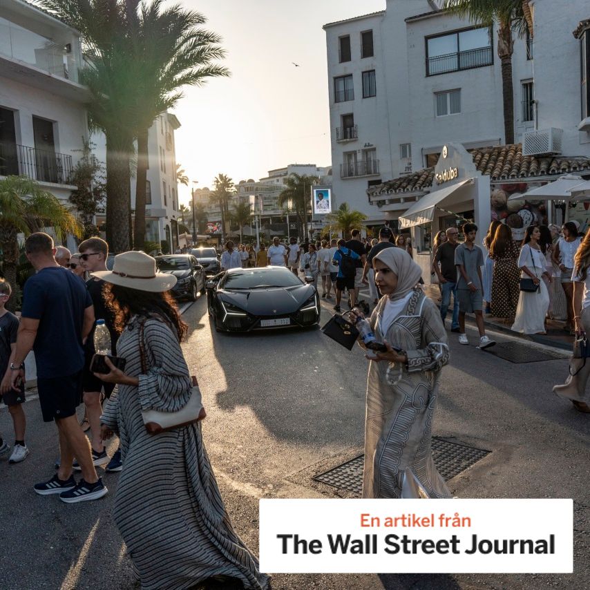 Visitors strolling in Puerto Banús, an exclusive neighborhood and marina in Marbella, Spain.
