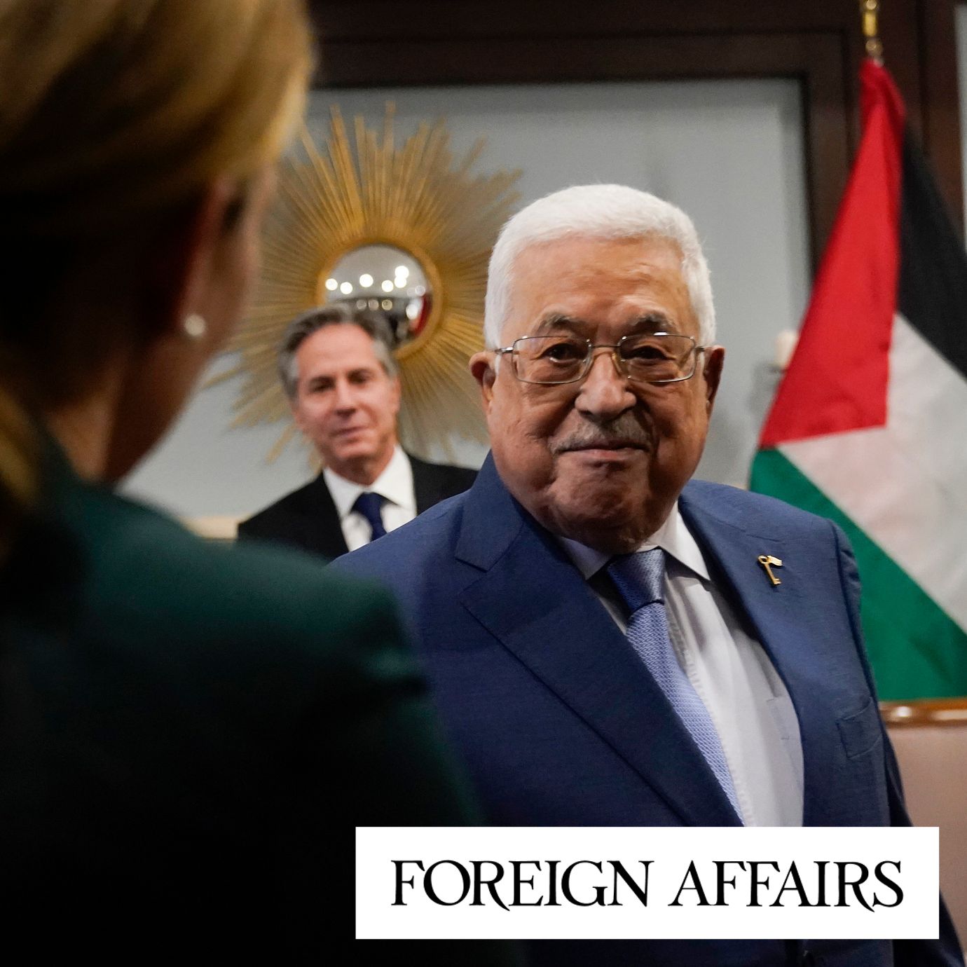 Palestinian President Mahmoud Abbas greets participants as he meets with U.S. Secretary of State Antony Blinken and others in Amman, Jordan, Oct. 17, 2023.
