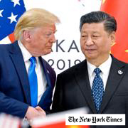 President Donald Trump and Xi Jinping during a meeting on the sidelines of a G-20 summit in 2019.